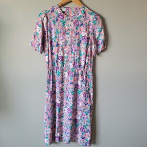 Vintage Floral pink 80s dress Jane Schafhausen 40s style dress